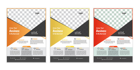  a bundle of 3 templates business flyer design, in blue color, and modern design,marketing,business proposal, promotion, advertise, publication and editable vector template design