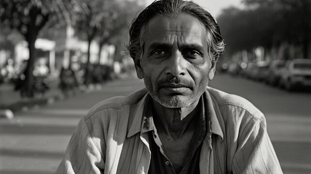 Portrait of a Poor Indian Middle-Class Man &mdash; Struggles of Uneducated Citizens in a Shifting Economy