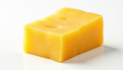Sharp cheddar cheese chunk, close-up detail, pure white backdrop, dairy, natural, gourmet