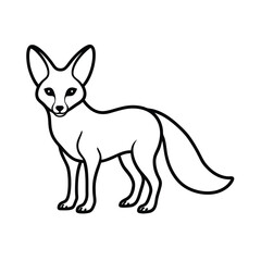 fennec fox black and white line art 