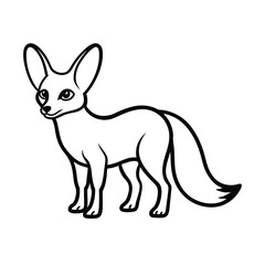 fennec fox head portrait line art illustration