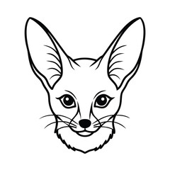 Fototapeta premium fennec fox head portrait line art illustration