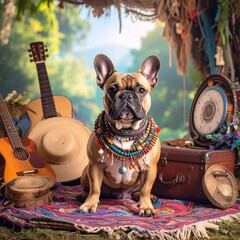 French Bulldog in bohemian concept