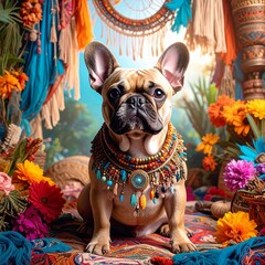 French Bulldog in bohemian concept