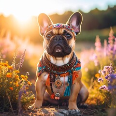 French Bulldog in bohemian concept