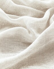 Beige textile background with natural folds and woven texture. Linen fabric texture. Vertical layout