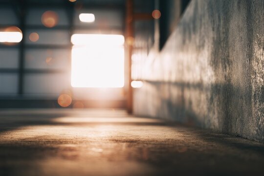 Sunlit Industrial Corridor: A Warm, Textured Image - Powered by Adobe