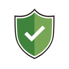 Green Shield with White Checkmark &ndash; Secure System Icon