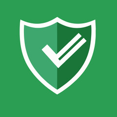 Green Shield with White Checkmark &ndash; Secure System Icon