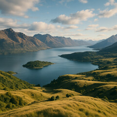 lake and mountains