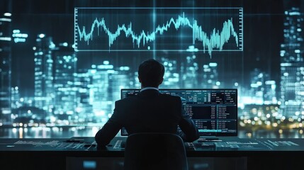 A financial expert presenting a stock market analysis in a professional virtual meeting