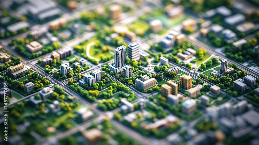 Poster a fully ai-governed city where machine learning algorithms manage urban planning, allocate resources