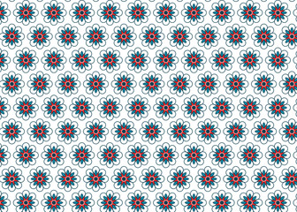 Seamless vector pattern featuring geometric floral shapes and symmetry, Decorative repeating background ideal for textile or home decor