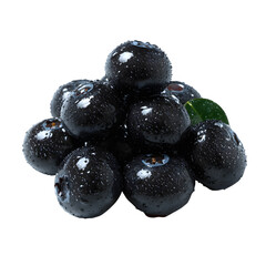 Fresh whole bilberries isolated on white background perfect for food blogs websites and culinary designs featuring vibrant juicy berries