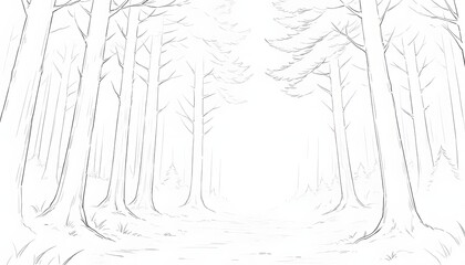 A lone hand-drawn tree stands in a snowy winter forest landscape, a black and white sketch capturing the cold season