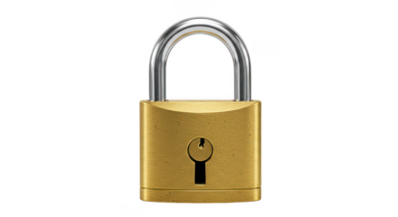 Brass padlock against black background