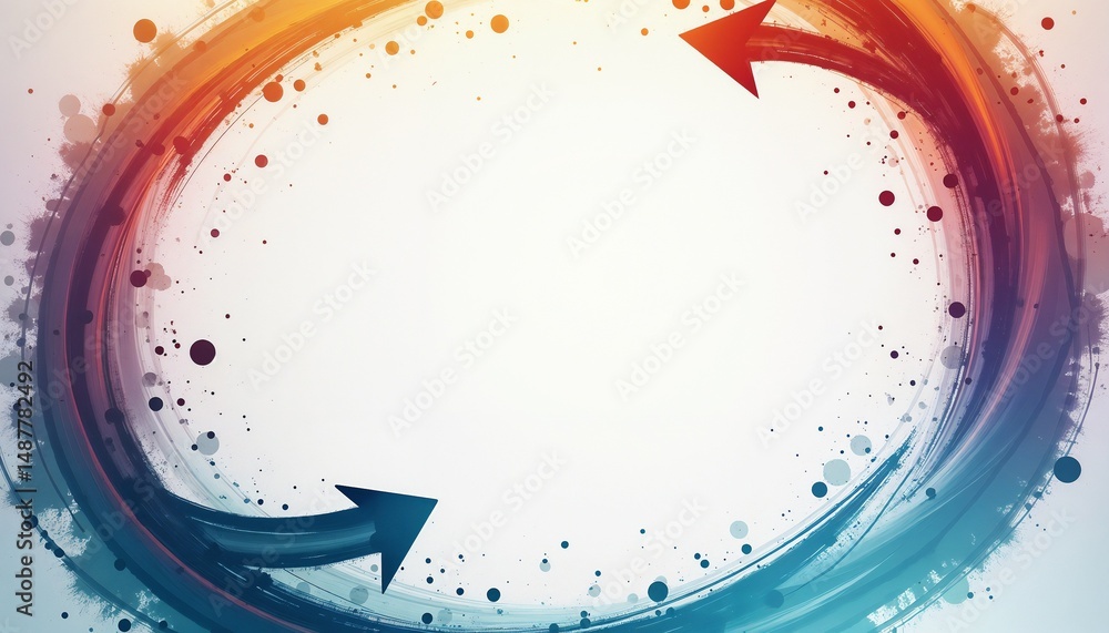 Poster colorful abstract background with circular arrows and splashes