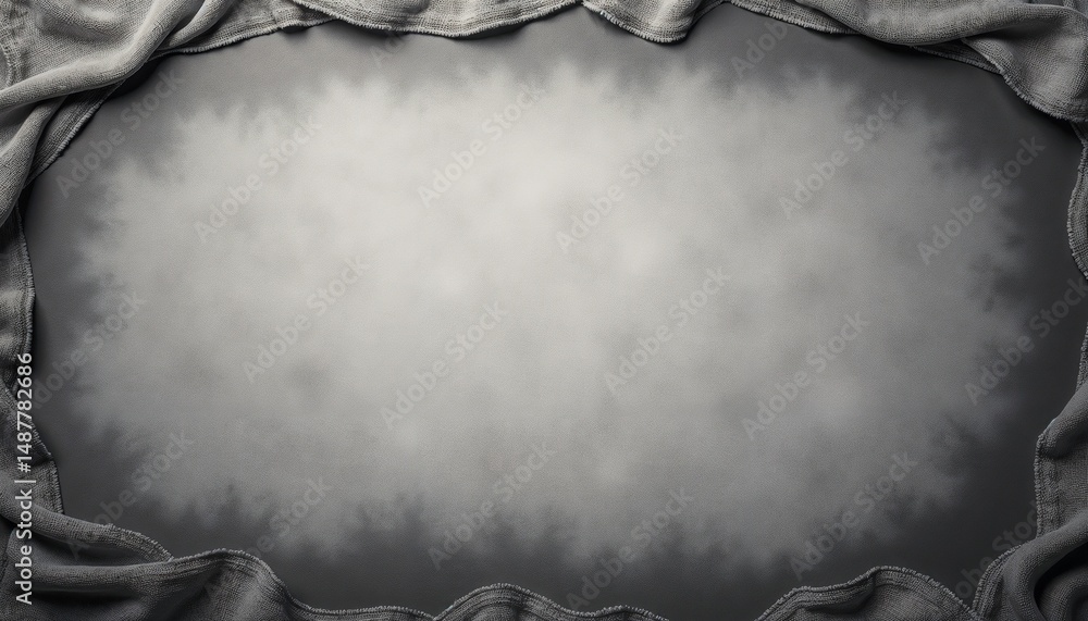 Poster Soft grey fabric frame with textured background for display, copy space 