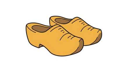 Cartoon Wooden Clogs Illustration