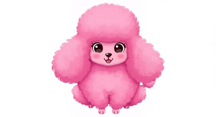 Obraz premium Fluffy pink poodle illustration