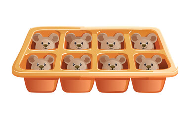 Cute Animal Ice Cube Mold for Kids - Vector Illustration