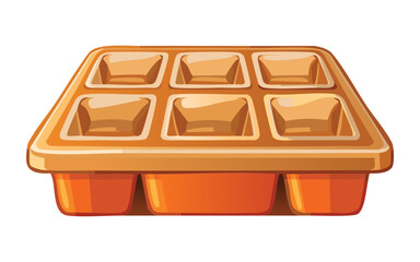 Brown Silicone Ice Cube Tray - Vector Illustration