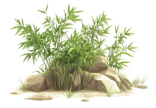 amboo plant clipart, cartoon illustration, on a white background, high resolution,  