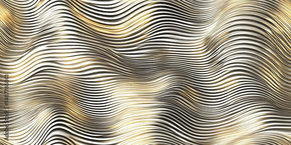 Poster abstract waves of gold and silver flow seamlessly across a textured background creating a visually s