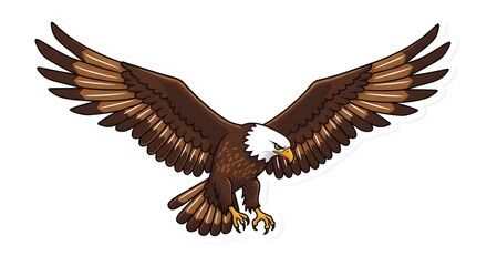 Obraz premium Cartoon Eagle Flying with Outstretched Wings