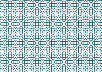 Fototapeta premium Seamless vector pattern featuring geometric floral shapes and symmetry, Decorative repeating background ideal for textile or home decor