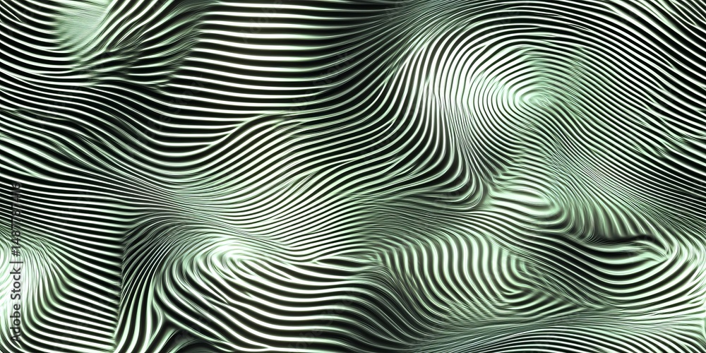 Poster abstract green and white wavy patterns create depth and motion in a fluid design evoking a sense of 