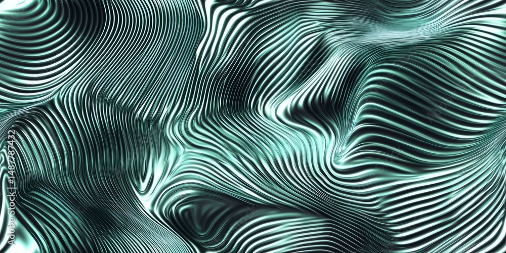 Poster Abstract wave patterns create a mesmerizing play of light and shadow in a fluid design environment