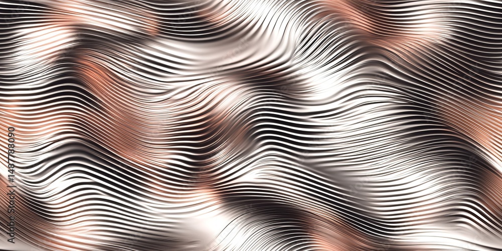 Poster Abstract wave patterns with metallic tones creating a dynamic and fluid visual experience in varying shades