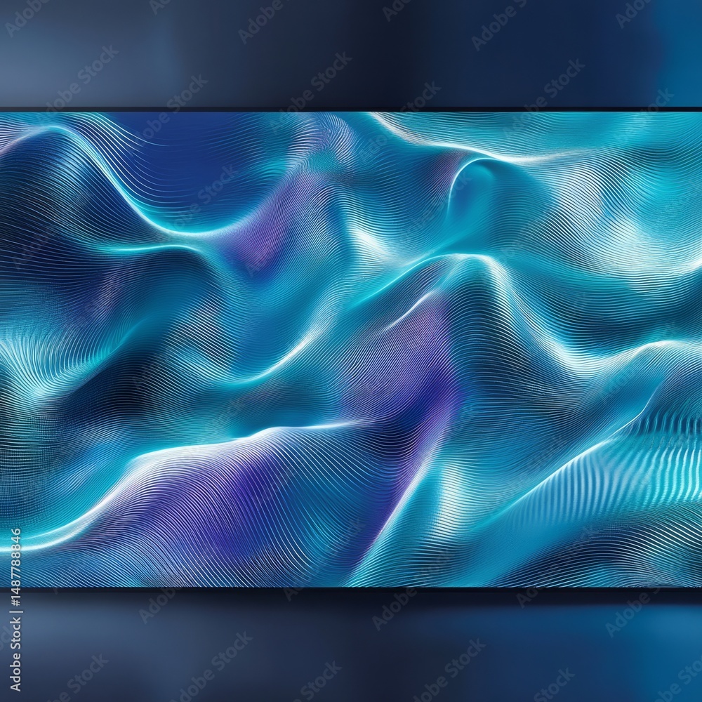 Poster abstract pattern featuring flowing waves in shades of blue creating a serene visual experience
