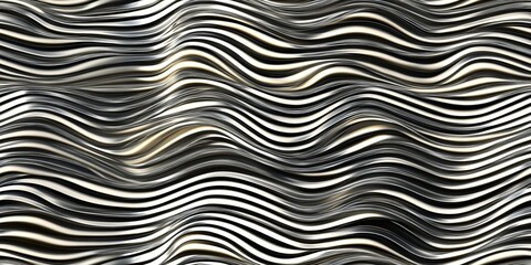 Dynamic waves in abstract design create a captivating visual texture featuring fluid lines and contrasting shades of black and white