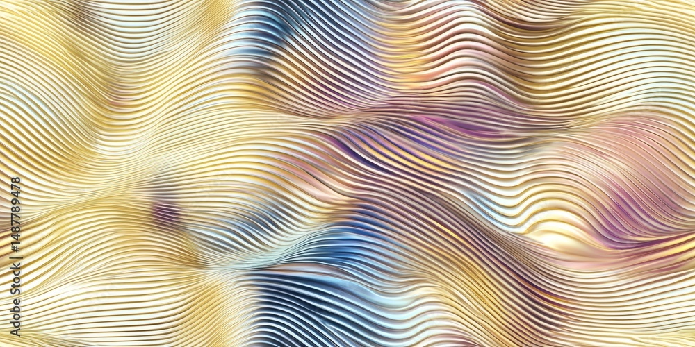 Poster abstract waves in soft gold and blue hues create a visual flow of colors and textures presenting a s
