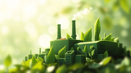Leaf Factory Representing Green Manufacturing

