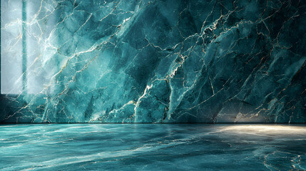 Luxury polished marble surface in deep teal elegant stone background architectural interior design modern environment