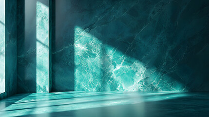Elegant teal polished marble surface luxury interior stone background modern design natural light play