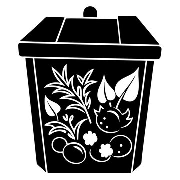 black compost bin with plants clip art preview