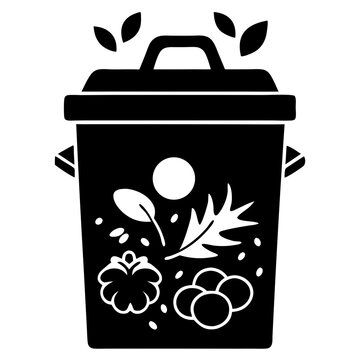 black compost bin with food waste clip art preview