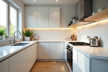Gleaming kitchen, spotless counters, sparkling appliances, appliance, shine, surface