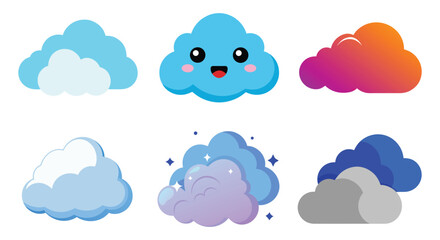 Obraz premium set of cloud vector with white background