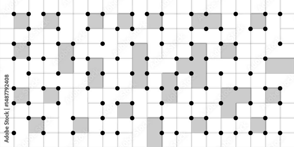 Poster modern technology structured grid pattern with black dots connected by gray lines, forming a rectang