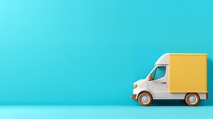 Delivery Van on Teal Background