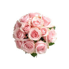 Naklejka premium Beautiful bouquet of pink roses isolated on love soft gift buds bloom on transparent background