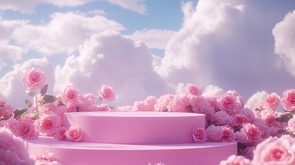 Pink Roses, Dreamy Sky, Podium.