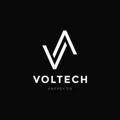 letter va technology brand modern logo design vector