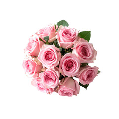 Fototapeta premium Beautiful bouquet of pink roses isolated on love buds gift dark soft bloom on transparent background