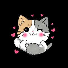 Cute character design of the Calico Cat